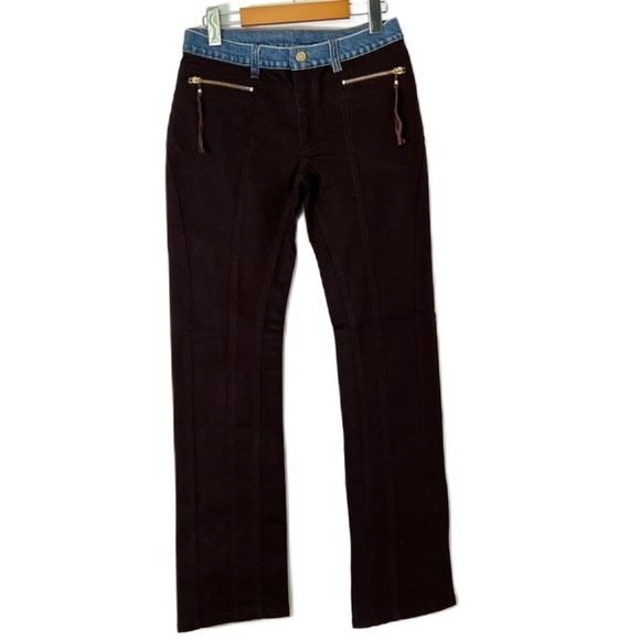 Roberto Cavalli Authentic Seamed Chocolate Twill Jeans With Denim Waistband--HTF - Picture 1 of 14